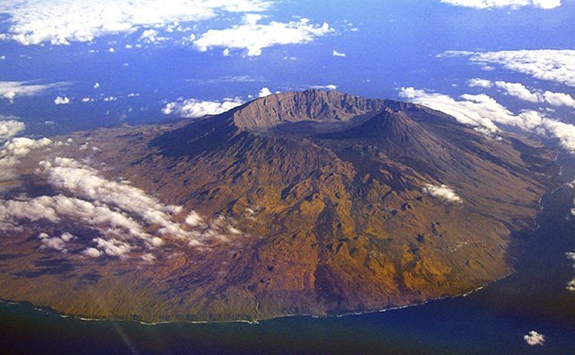 Insel Fogo aus dem Flugzeug
